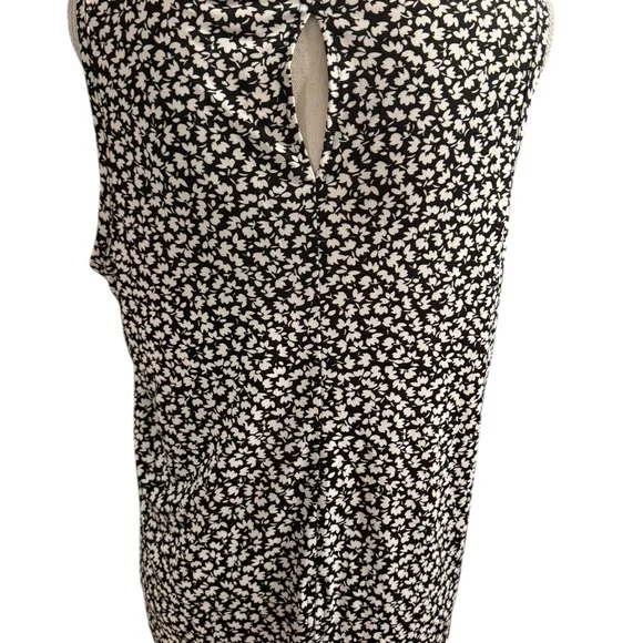 ❤️Vince Camuto Black/White Print Top/Shell Back Detail SZ: LARGE/PETITE #R - Picture 5 of 9